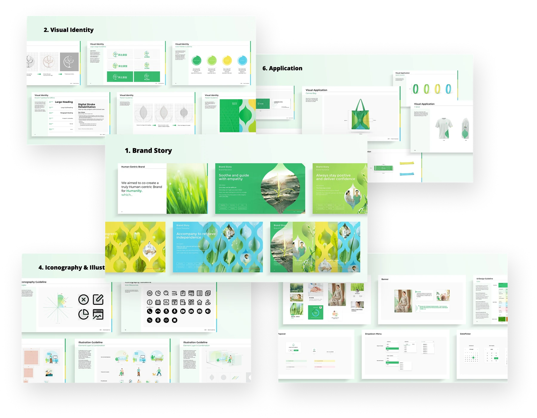 Brand visual identity design for a healthcare rehab brand